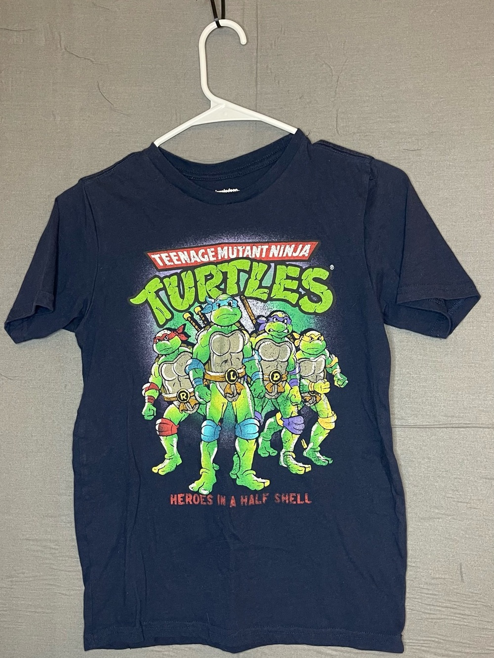 TMNT Teenage Mutant Ninja Turtles Youth T-Shirt L 10/12 Navy Blue Mad Engine